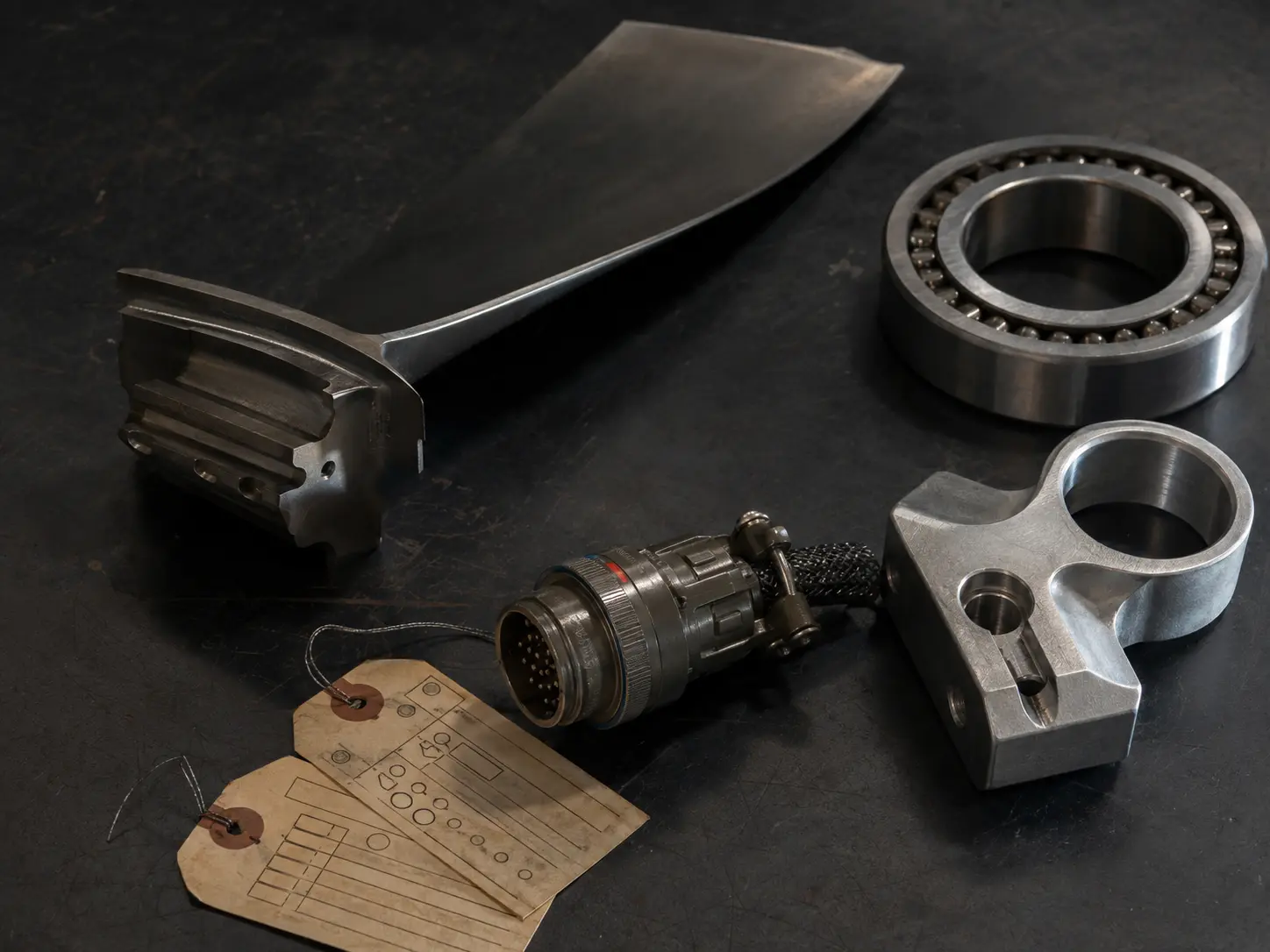 Precision aircraft and engine components prepared for inspection